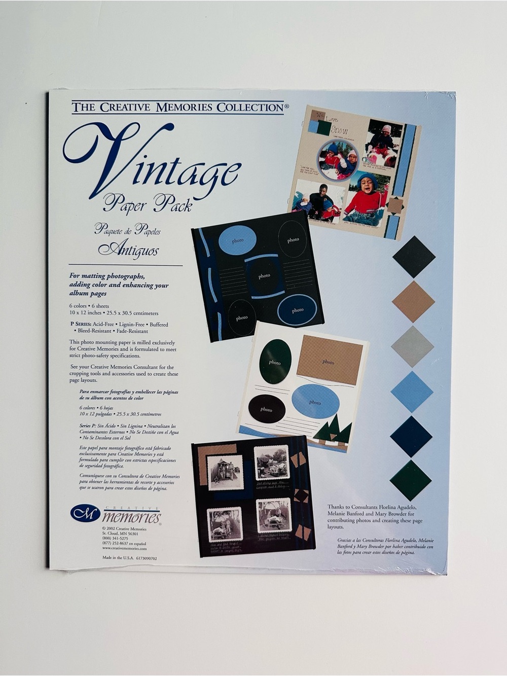 Creative Memories 10x12 Vintage Photo Mounting Paper - 6 colors • 12 sheets